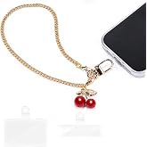 VeekyVicky Phone Wrist Strap with Cherry Charms Cell Phone Lanyard for Iphone, Samsung, Anti-Lost