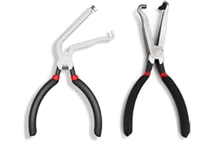 DOMHOAI Electrical Disconnect Pliers, Automotive Electrical Connector Disconnect Pliers for Cars, Fuel Line Petrol Clip Pipe Pliers, Long Spark Plug Disassembly Pliers for Push Tab Style Plugs (Straight+60°)