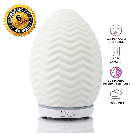 Rosemoore Electronic Ultrasonic Ceramic Aroma Diffuser and Humidifier 2 in 1 100Ml Tank Capacity