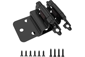 Chibery 50 Pack 3/8 inch Inset Matte Black Cabinet Hinges, Semi-Concealed Hinges, Cabinet Mount, Self Closing Decorative, for