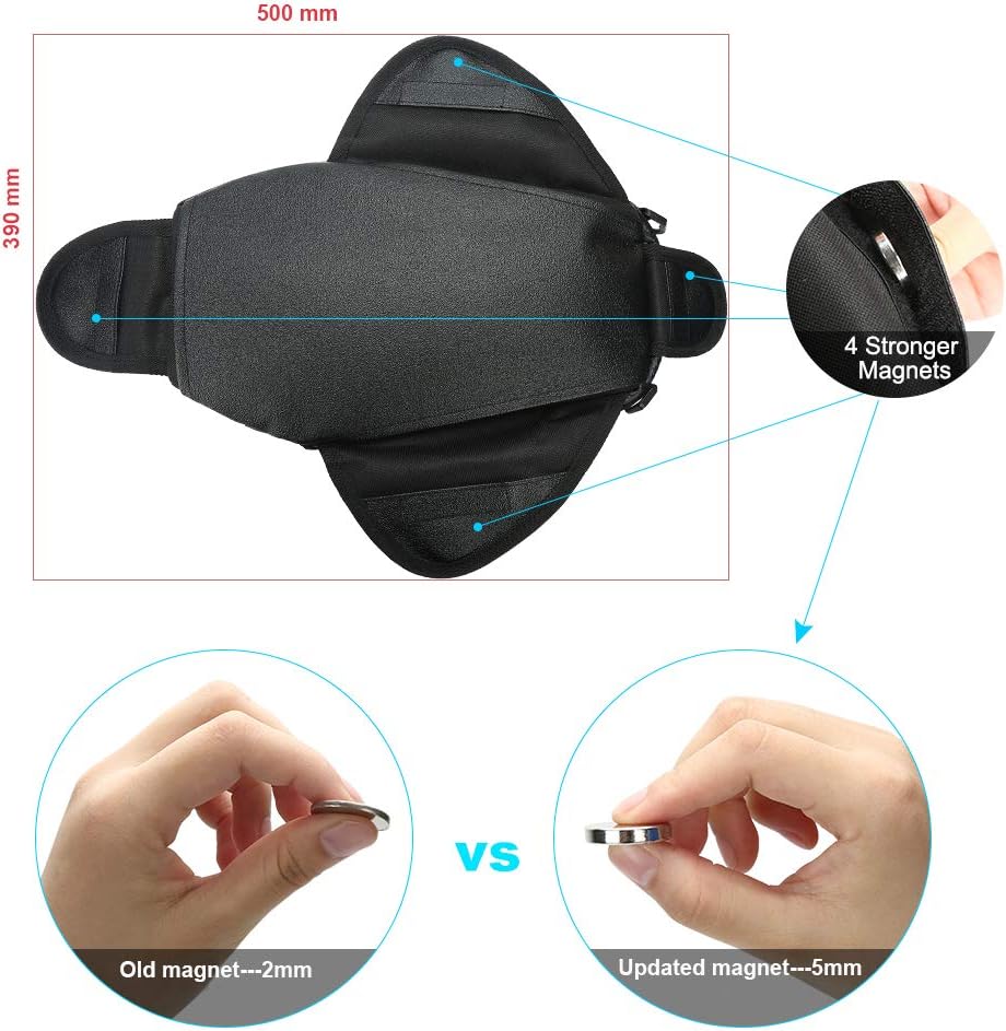 Motorcycle Tank Bag, Water Resistant with Super Strong Magnetic Gas Oil Fuel Tank Bag Black bigger Window for Honda Yamaha Suzuki Kawasaki Harley: Home Improvement