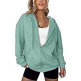 LYHIPSS Women's Oversized Lightweight Hoodies for Women Full Zip Up Long Sleeve Drawstring Jackets