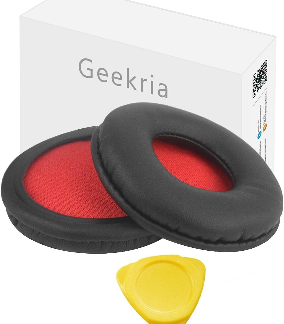 Geekria Replacement Ear Pads for SONY MDR-ZX600 Headphones Ear Cushions, Repair Parts (Black/Red), Black, Red