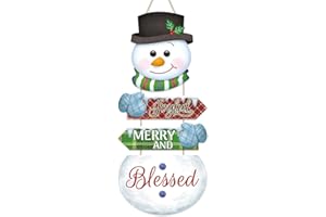 HLNIUC Snowman Christmas Decorations Indoor, Merry Christmas Sign, Xmas Signs For Home Decor, Winter Wall Decor Art, Snow Por