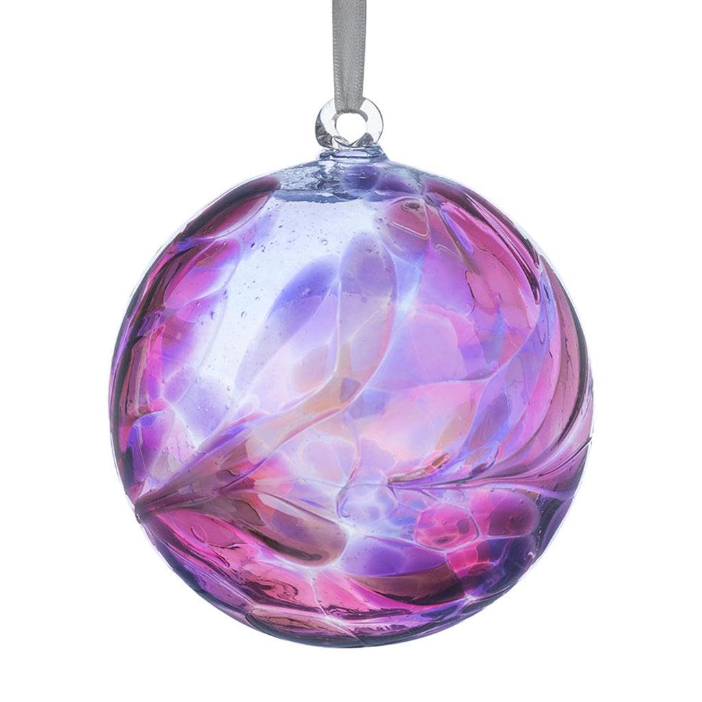 Sienna Glass 10cm Friendship Ball – Handcrafted Amethyst Purple Glass Ornament – Gift Boxed Hanging Decoration – Unique Handmade Keepsake for Birthdays, Home, Garden