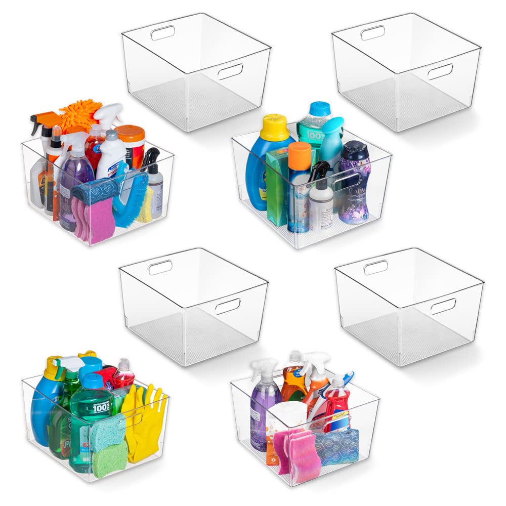 Photo 1 of ClearSpace Clear Plastic Storage Bins – XL 8 Pack Perfect Kitchen or Pantry Organization Fridge Organizer and Storage Bins, Cabinet Organizers