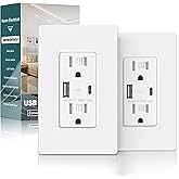 BESTTEN 2 Pack USB C Wall Outlet, 24W 4.8A Type C & Type A USB Receptacle, 15 Amp Tamper Resistant Electrical Outlet with USB