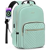 LOVEVOOK Laptop Backpack for Women 17.3 inch,Cute Womens Travel Backpack Purse,Professional Laptop Computer Bag,Waterproof Work Business College Teacher Bags Carry on Backpack with USB Port,Mint Green