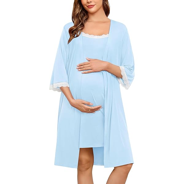 Pijama Lactancia Mujer SWOMOG Conjunto De Bata De Lactancia