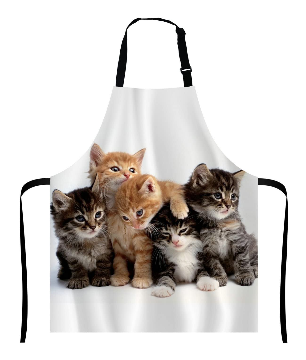 Wasach Kittens Family Cats Bib with Adjustable Neck for Men Women,Suitable for Home Kitchen Cooking Waitress Chef Grill Bistro Baking BBQ