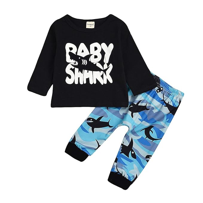 Buy Baby Boy Shark Clothes Set Toddler Long Sleeve Tops Sweatsuit