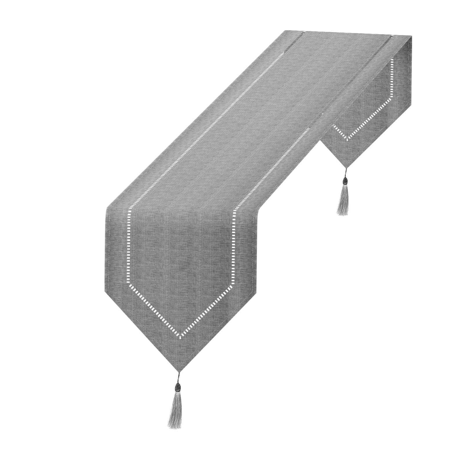 Dark Gray Table Runner, 12.5*70.8 inches Table Runner with Tassels, Home Decoration Table Decoration for Dining Room/Restaurant/Banquet/Christmas Decoration