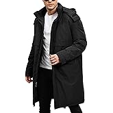 Yimoon Mens Long Parka Winter Coats Water-Resistant Warm Thicken Hooded Puffer Jacket Heavy Padded Windbreaker Outerwear(Black-XL)