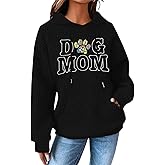 MNLYBABY Dog Mom Hoodies Women Dogs Paw Graphic Sweatshirts Hooded Pullover Pets Lovers Waffle Knit Tops