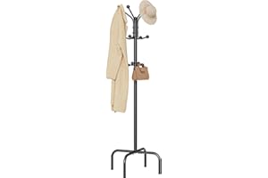 Hoctieon Coat Rack Freestanding, Entryway Coat Rack With 12 Hooks, Coat Hanger Stand, Floor Standing Metal Coat Tree, Black