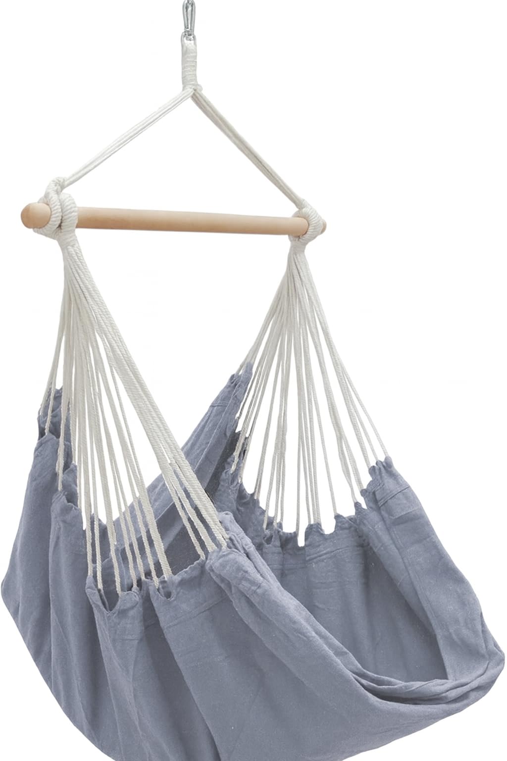 AMANKA XXL Outdoor Hammock Chair 185x130 cm - 2 Seater Hanging Swing up to 150 kg - Garden Lounger with Wooden Bar - Indoor Relaxing Seat for Bedrooms - Swinging Relax Pod for Patio, Balcony & Camping