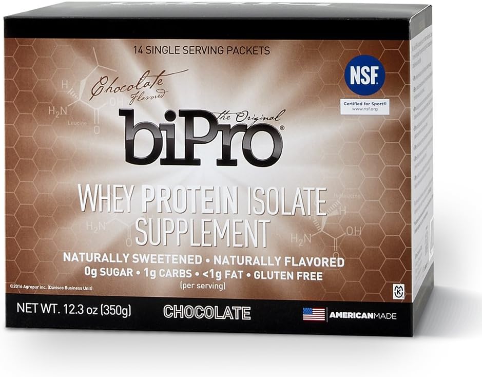 BiPro Whey Protein Isolate to-Go Box (14 Single Serve Packets), Chocolate, NSF Certified for Sport®