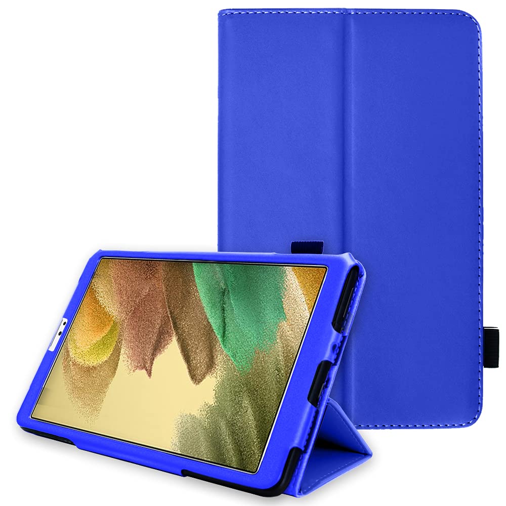 TECHGEAR Leather Case for Samsung Galaxy Tab A7 Lite 8.7" (SM-T220 / SM-T225) Premium PU Leather Slim Folio Stand Case Cover with Hand Strap [Blue] — image 1
