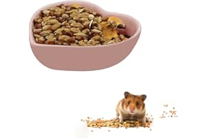 LuckyOpt Ceramic Hamster Food Bowl, 1.2oz Durable Heart Hamster Water Dish for Hamsters/Birds/Snakes/Turtle, Easy to Wash and Prevent Tipping (Pink, 1pcs)