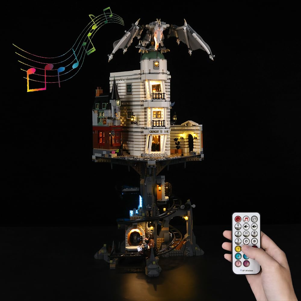 Kyglaring LED Lighting Kit (No Model) - Compatible with Lego-76417 Harry Potter Gringotts Wizard Bench Building Blocks Model Set - Only Leds No Brick Set (RC Sound Version)