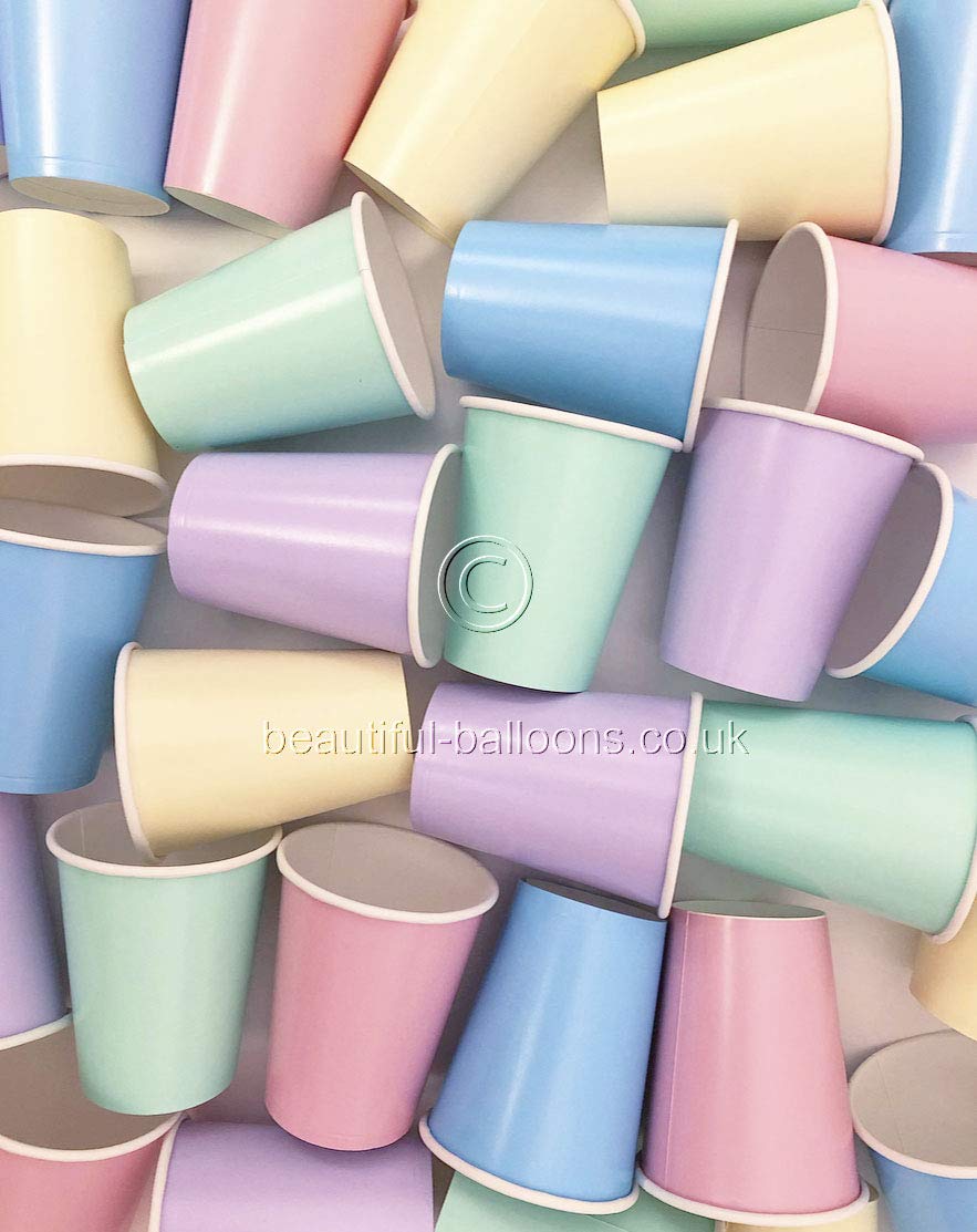Beautiful Balloons 35 x Pastel Rainbow Ice Cream Shade Paper Party Cups - Kids parties