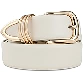 RISANTRY Women's Leather Belts with Gold Buckle Fashion Leather Waist Belt Elegant Ladies Belts for Jeans Gifts for Women