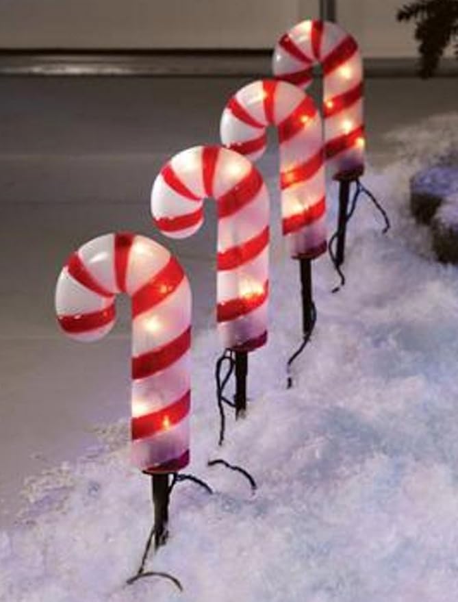 4 Christmas Holiday Candy Cane Pathway Lights Outdoor
