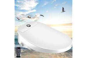 VIDEC Electric Bidet Toilet Seat, Filtered & Unlimited Warm Water, 8 Modes Spa Wash, Warm Air Dryer, Heated Seat, Self-Clean Stainless Steel Nozzle, HD Night Light. 10-year warranty. (TB-45E, Round)