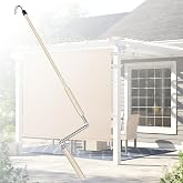 Awning Crank Handle &amp; Wand, Metal Shade Crank Replacement for Patio（Beige） | Universal hook design fits most outdoor and indoor roller shades, patio blinds and window awnings for easy installation