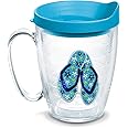 Tervis Sequins Flip Flops Made in USA Double Walled Insulated Tumbler Cup Keeps Drinks Cold & Hot, 16oz Mug, Clear