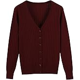 Wowcarbazole Lightweight Cardigan Sweaters for Women Long Sleeve Ribbed Knit Tops Trendy Button V Neck Fall Outfits
