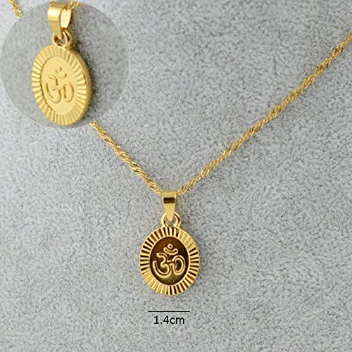 Rainy Jewel : OHM Hindu Buddhist AUM OM Necklace Pendant Hinduism Yoga India Outdoor Sport,18" /24" Chain 18k Gold Filled Plated Jewelry Women
