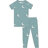 KicKee Print Short Sleeve Pajama Set – Stretchy Viscose from Bamboo Sleepwear for Toddlers and Kids