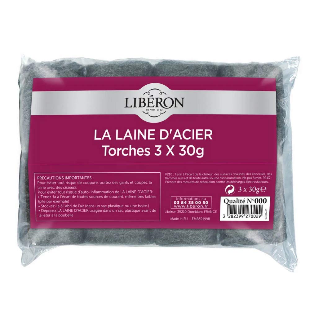 Liberon 004374 Steel Wool No. 000 - Wax - 3 x 30 gr