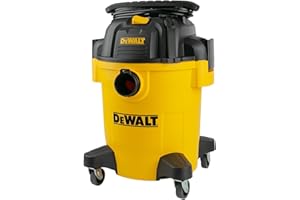 DEWALT Shop Vacuum 6 Gallon 4HP Poly Wet Dry Vacuum Ultimate Cleaning Solution for Construction Workshop Environments for Jobsite Garage Home W/Inflation Ket, Yellow, DXV06PL