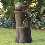 John Timberland Modern Sphere Zen Outdoor Floor Water Fountain 39 1/2" with LED Light for Exterior Garden Yard Lawn