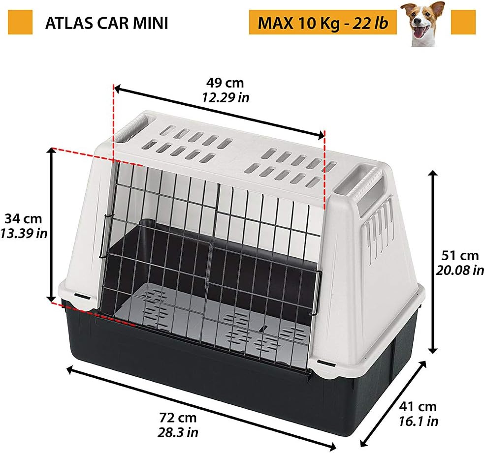 Ferplast Car carrier for dogs ATLAR CAR MINI Pet carrier, Ventilation grids, Draining pad included, 72 x 41 x h 51 cm Grey - Image 3