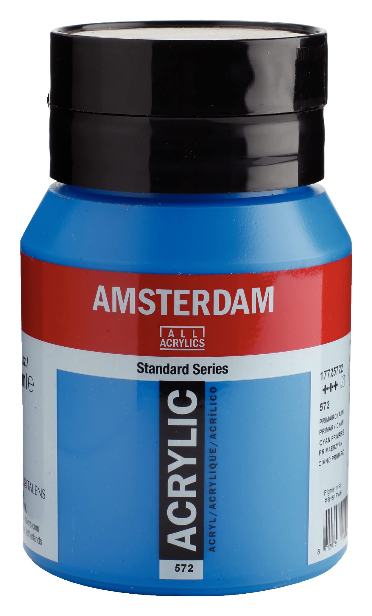 Amsterdam Standard Series Acrylic Jar 500 ml Primary Cyan 572 (17725722)