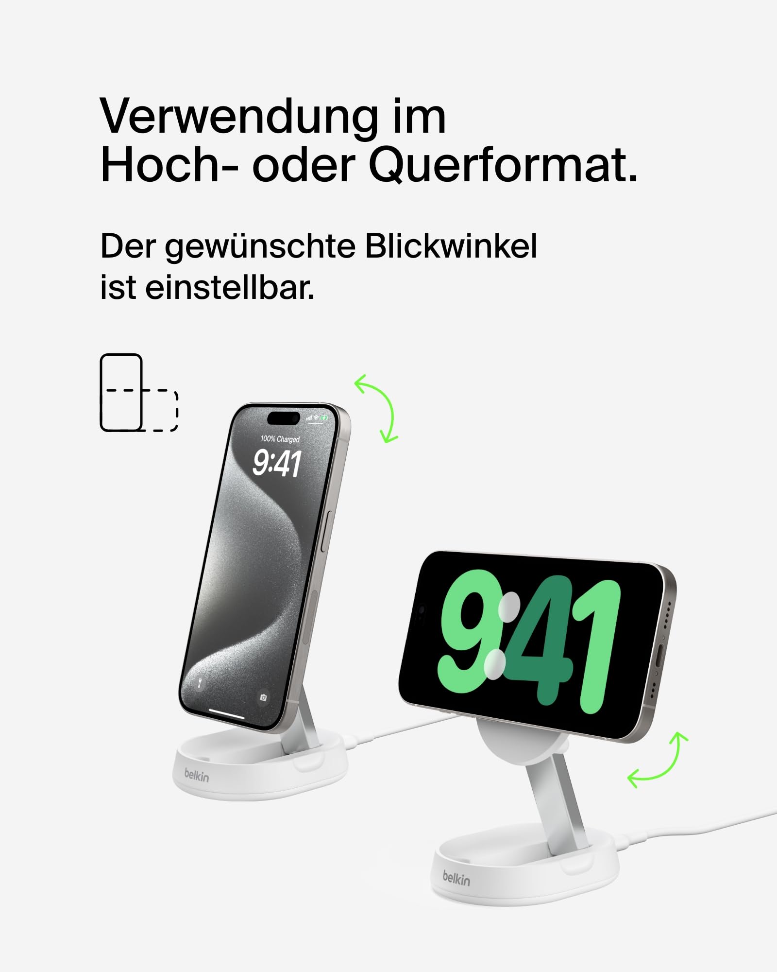 Belkin BoostCharge Pro induktive Ladestation 15W, Qi2-Ladegerät, kabelloses Ladegerät, kompatibel mit MagSafe, kabelloses Qi2-Ladestation für Apple iPhone 16/15/14/13/12, inkl. 20-W-Netzteil – Weiß 4