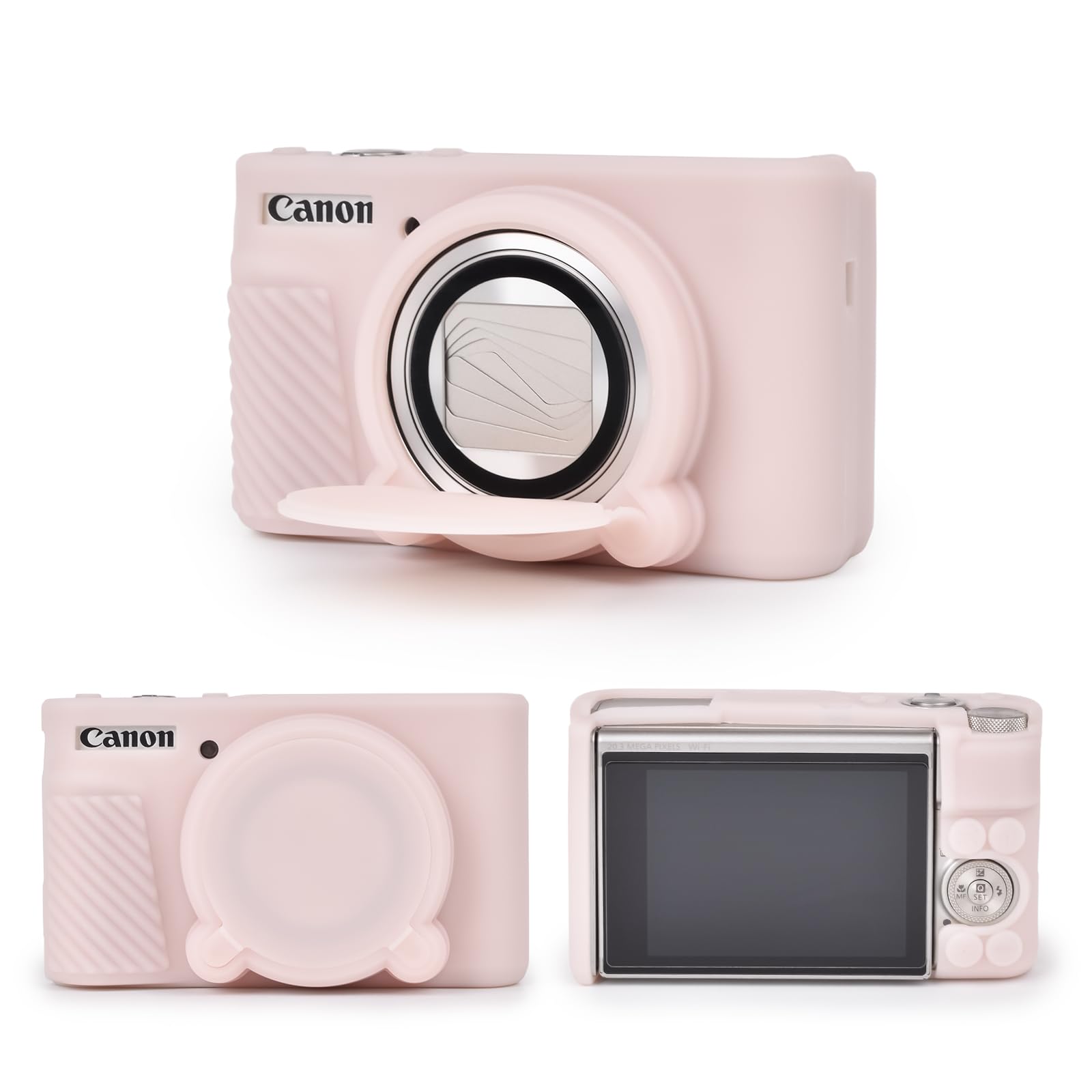 MUZIRI KINOKOO Silicone Case for Canon PowerShot SX740 SX730 HS Camera - Soft Rubber SX730 SX740 HS Protective Case with Removeable Lens Cover - Slim Fit SX740 sx730 HS Case - Jelly Pink