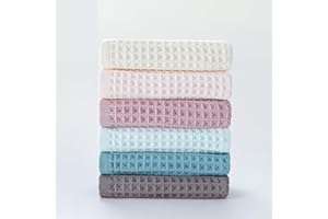 2pcs Pure Cotton Waffle Towel Solid Color Pure Cotton face Towel Absorbent and Easy to Dry Adult Towel 34 * 74CM Blue