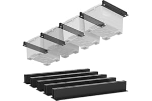 RICIAKIK Overhead Garage Storage Rack, Ceiling Racks for Utility Bins, Heavy Duty Garage Ceiling Storage Racks, Storage Bin Organization Ceiling Rack Storage Rails System Supports Most Bins (5 Pack, 4 Bins)