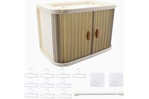 Clothes Closet for Labubu, Foldable Doll Wardrobe Storage Box with 10 Hangers and Rod,Stackable Organizer Cabinet Display She