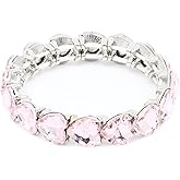 Lavencious Heart Shape Rhinestones Elastic Stretch Bracelet for Women