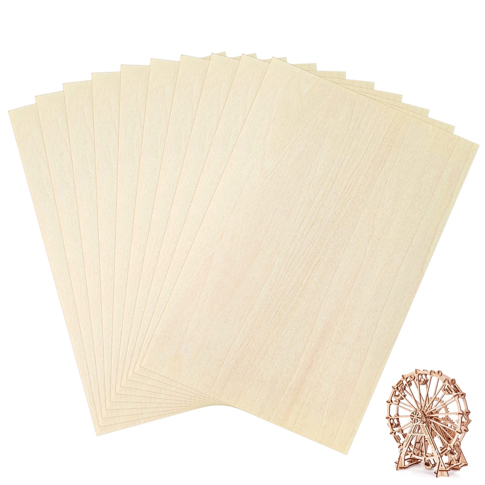 OWLKELA 10 Pieces 30x20x0.2cm Basswood Sheets, Rectangle Blank Wooden, Wooden Cutouts for Crafts, Great for Wood Burning and Laser Projects, Arts and Crafts, Wood Engraving