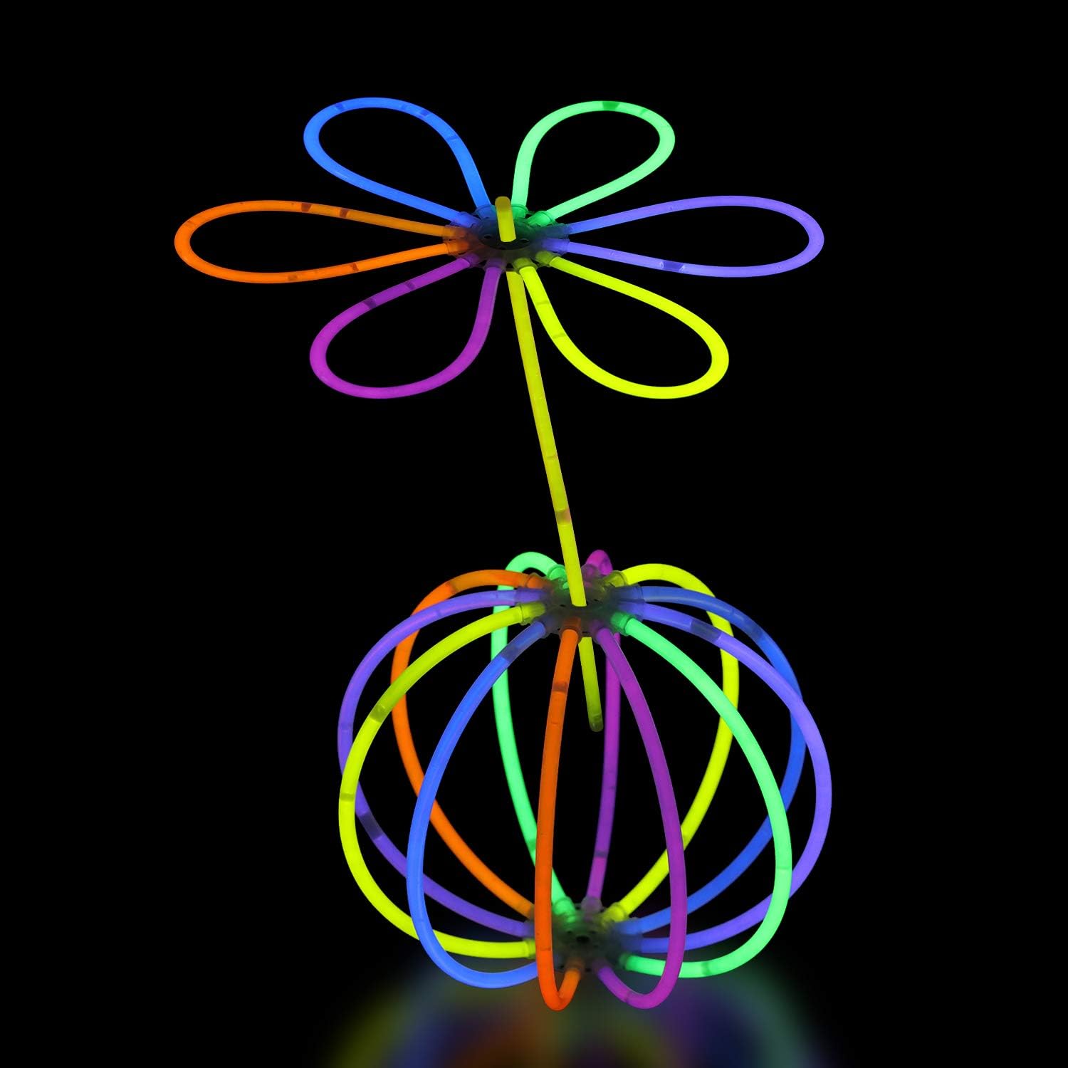 Trimming Shop Premium Glow Sticks for Children 100 Pcs Party Pack with Connectors to Make Glow Bands Necklace Bracelets - Image 3