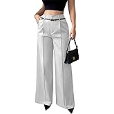 Quzzion Women's Wide Leg Pants High Waisted Dressy Business Pants Straight Leg Casual Trousers with Pockets