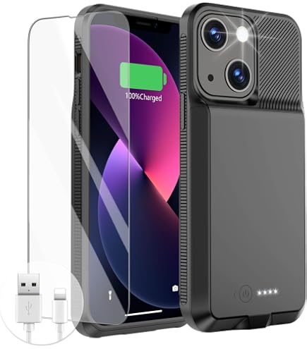 Feob 7500mAh Battery Case For IPhone 13/13 Pro/14 - Ultra Slim Portable Charger Cover In Pink
