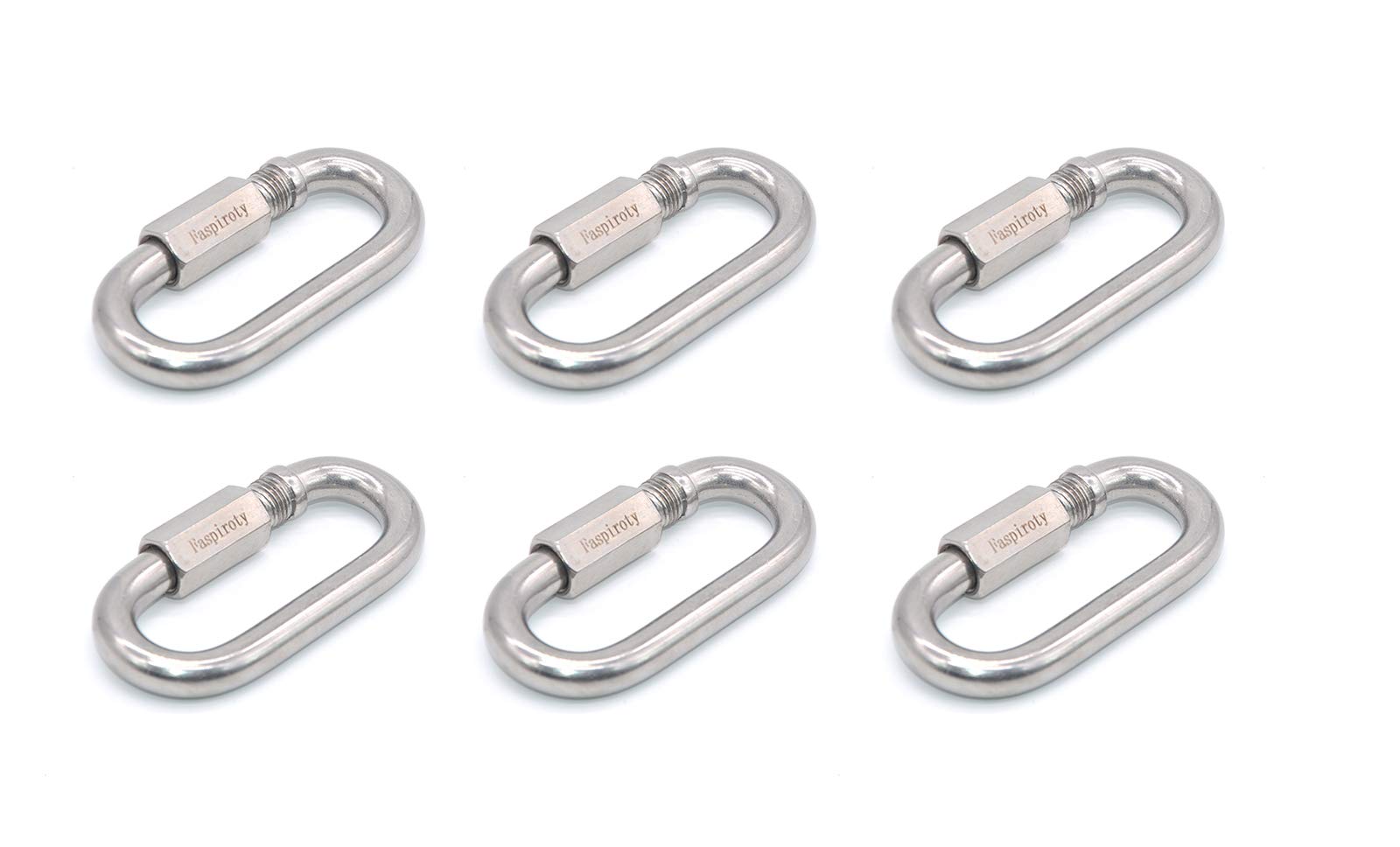 Faspiroty 6 pcs M10 Locking Carabiner Clip Small Quick Link Chain Connector Lock Ring Keychain Buckle