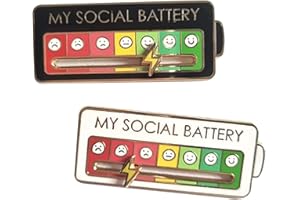 BATERZO 2023 Funny Enamel Pin - My Social Battery Creative Lapel Pin Move to The Mood As You